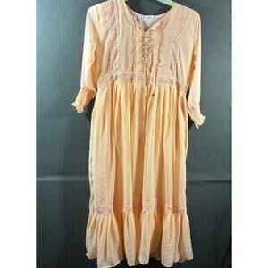 jd women babydoll maxi dress XL pink regency coquette fairy cottagecore peasant